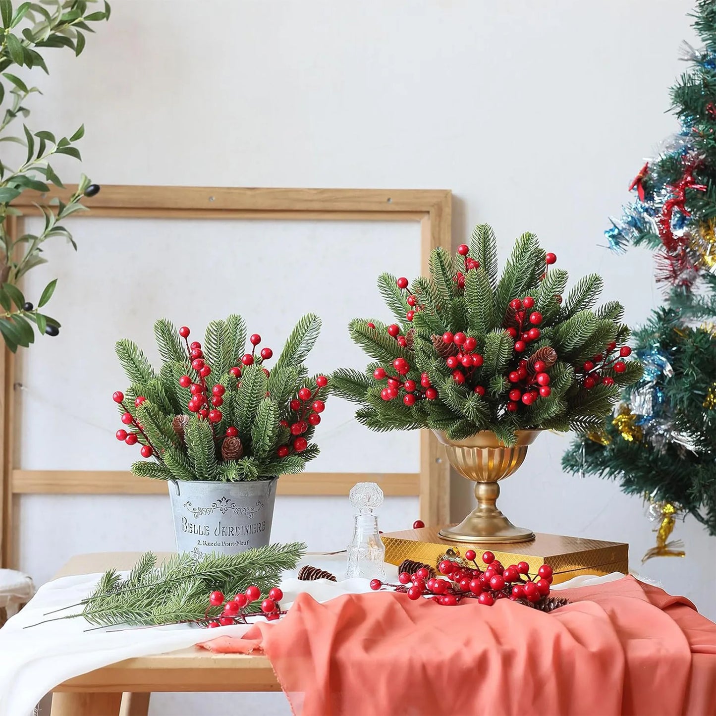 Artificial Pine Branches Christmas Garland Wreath Decor 10/25PCS