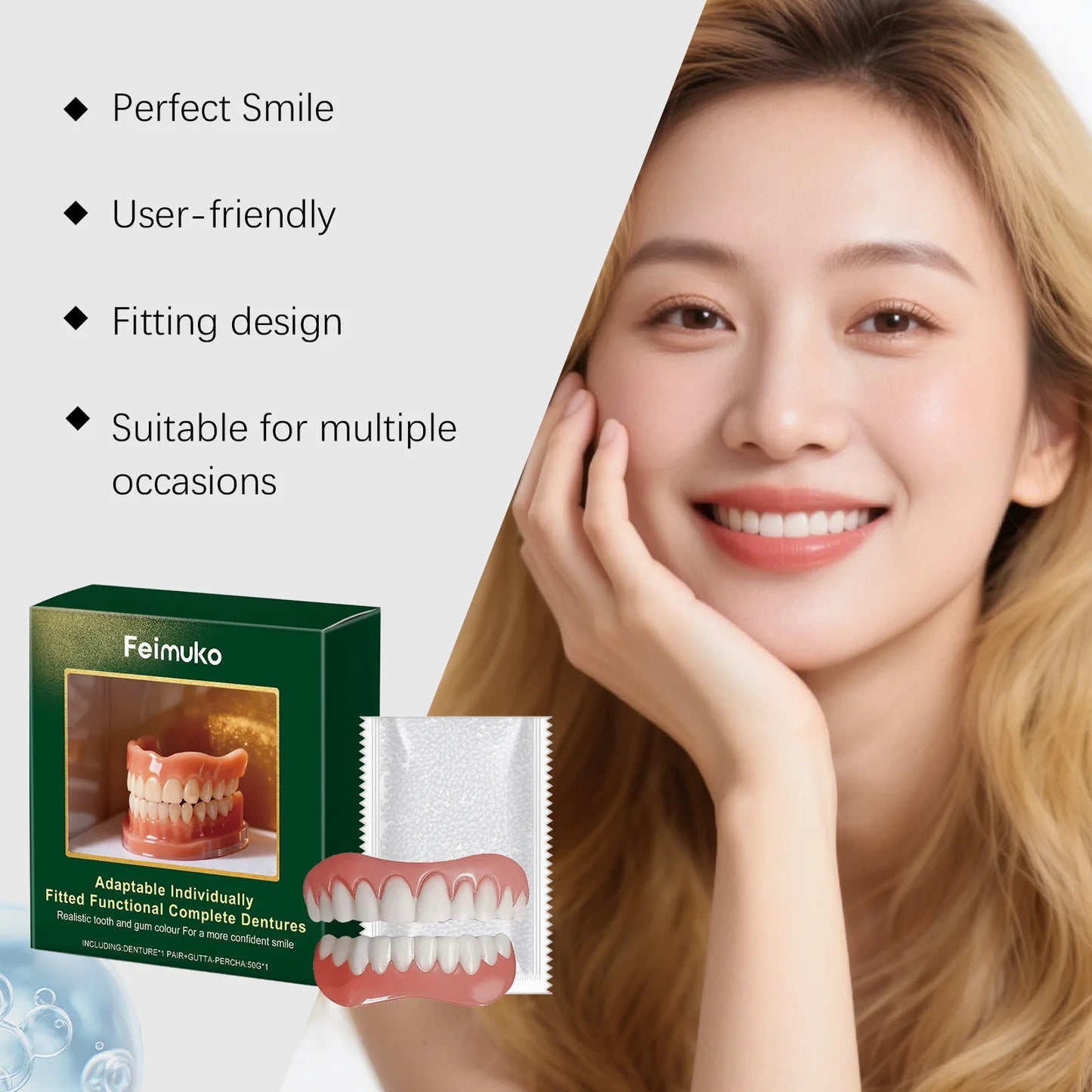 Silicone Temporary Denture Set Upper & Lower Comfort Fit