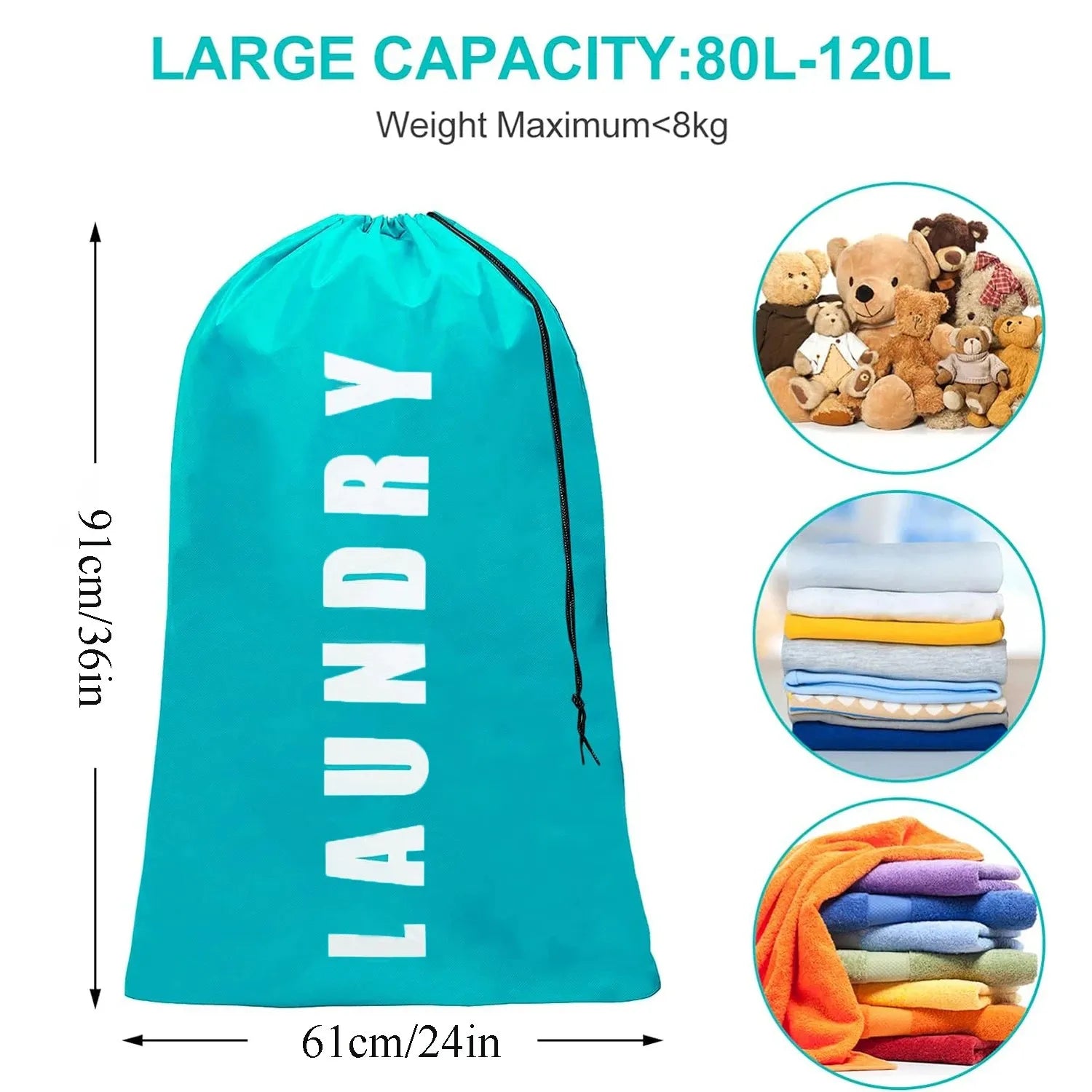2 Pack XL Laundry Bag, Machine Washable Dirty Clothes Organizer, Large Enough to Hold 4 Loads of Laundry, 24" x 36" Peaceful Pleasures Health and Wellness