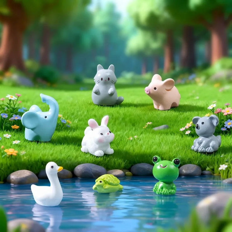 1Pcs Rabbit Squirrel Elephant Fox Sheep Duck Pig Cat Frog Snake Figurine Miniature Fairy Garden Decoration Accessories decoração Peaceful Pleasures Health and Wellness