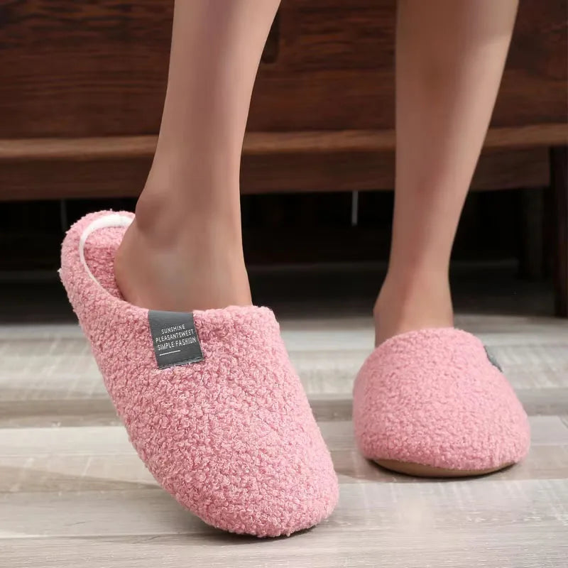 Women's Soft Fur Non-Slip Indoor Slippers – Flat House Shoes