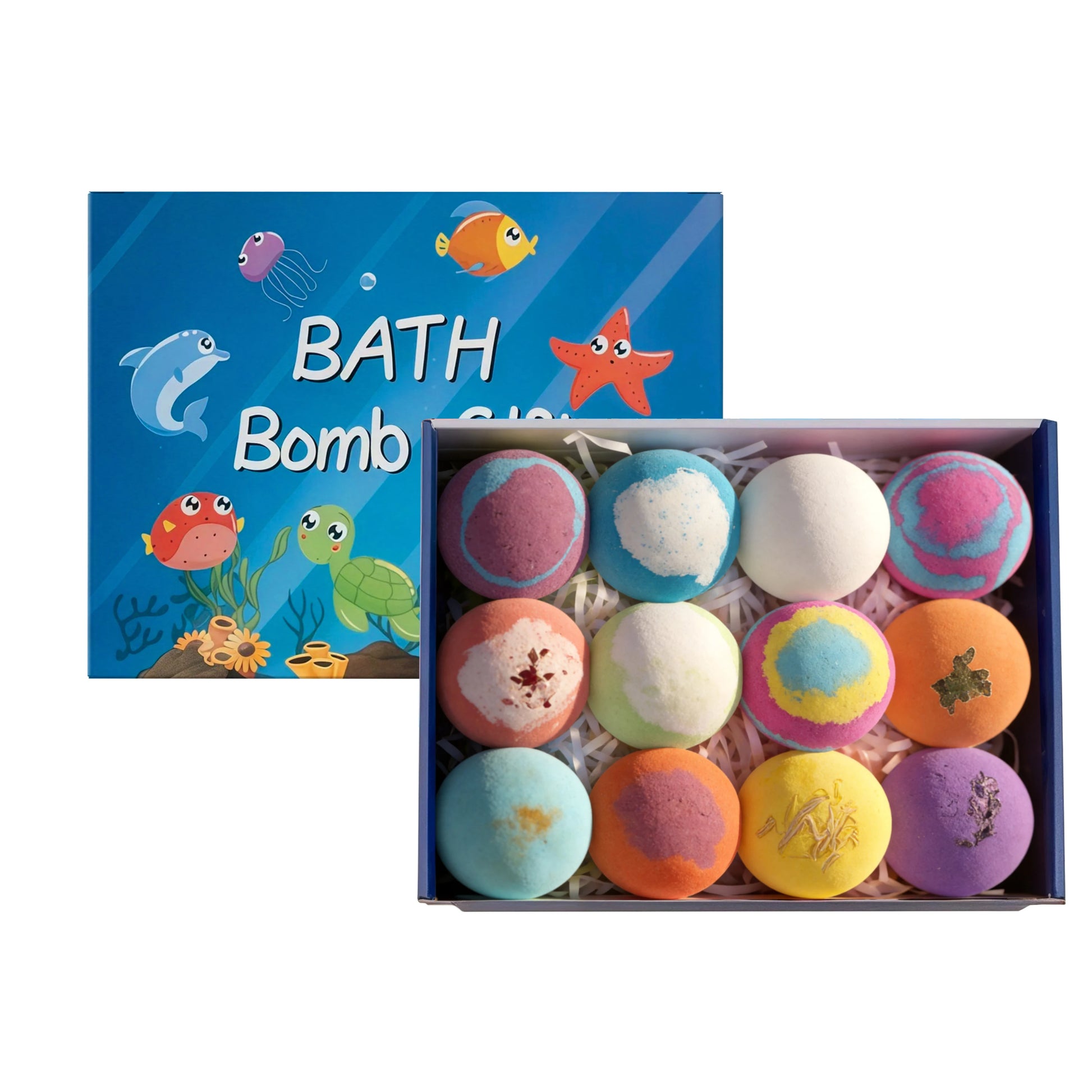 Kids Bath Bombs Inside Hidden Surprise Gentle Cleanse Colorful Rich Bubble Funny Relaxing Kid Bath Toys Children Shower Gift Set Peaceful Pleasures Health and Wellness 12pcs Boxed