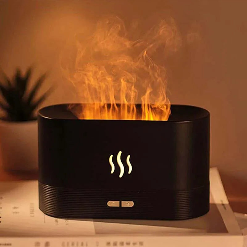 LED Light Ultrasonic USB Air Humidifier Fire Flame Effect Flame Diffuser Essential Oil Fire Incense Diffuser for Household Hotel Peaceful Pleasures Health and Wellness