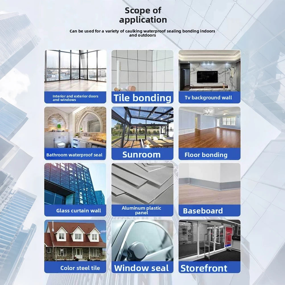 All-Purpose Super-Bonding Structural Sealant Waterproof & Leak-Proof Fast Curing Sealing Modern Glass Facade Construction Peaceful Pleasures Health and Wellness
