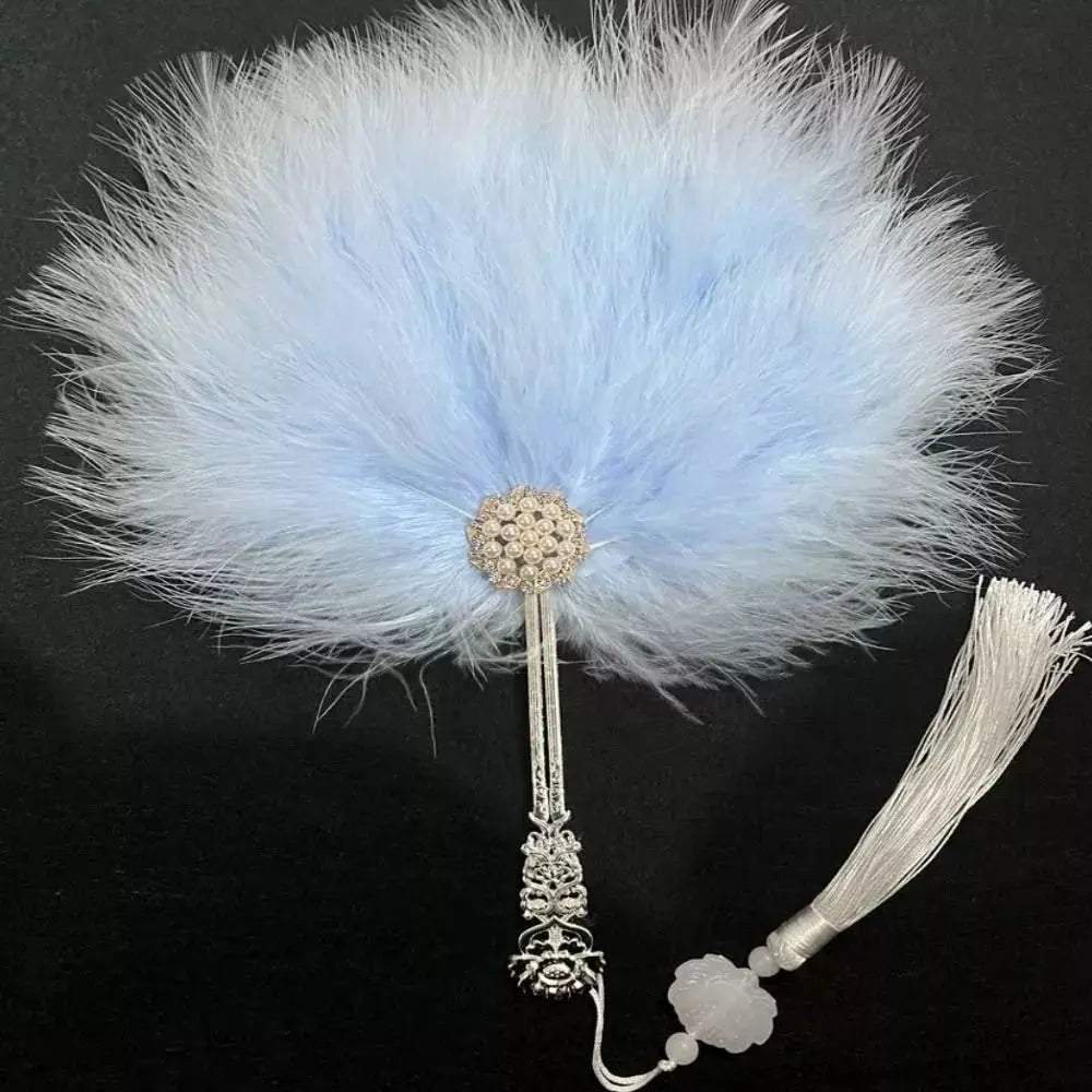 Fluffy Feather Fan with Tassels – Foldable Dance & Photo Prop