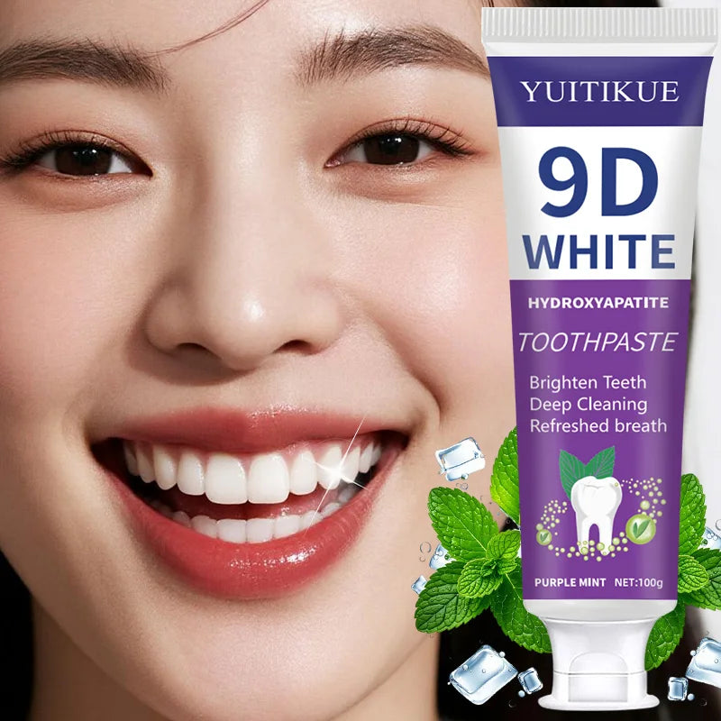 YUITIKUE 9D Hydroxyapatite Toothpaste 100g - Purple Mint, Deep Cleaning & Teeth Brightening, Fresh Breath for Confident Smile Peaceful Pleasures Health and Wellness