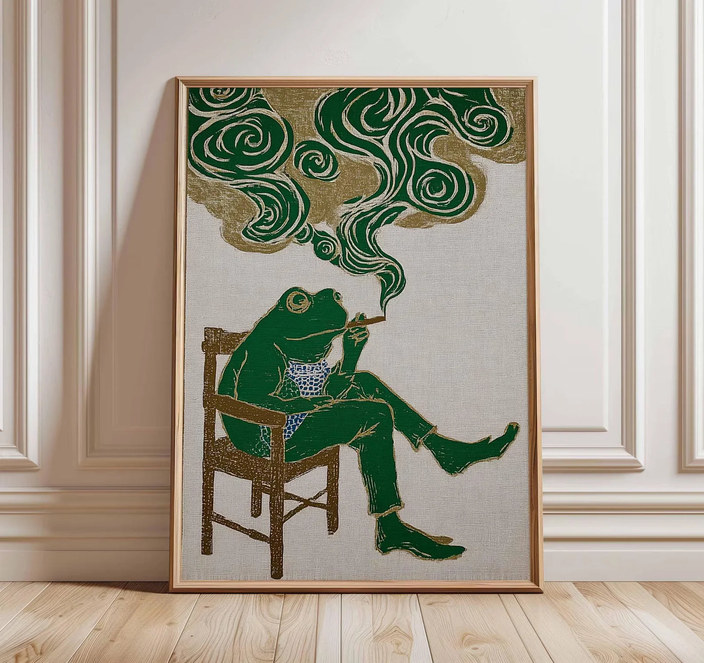 Frog Smoking Cigarette Retro Vintage Canvas Wall Art Poster
