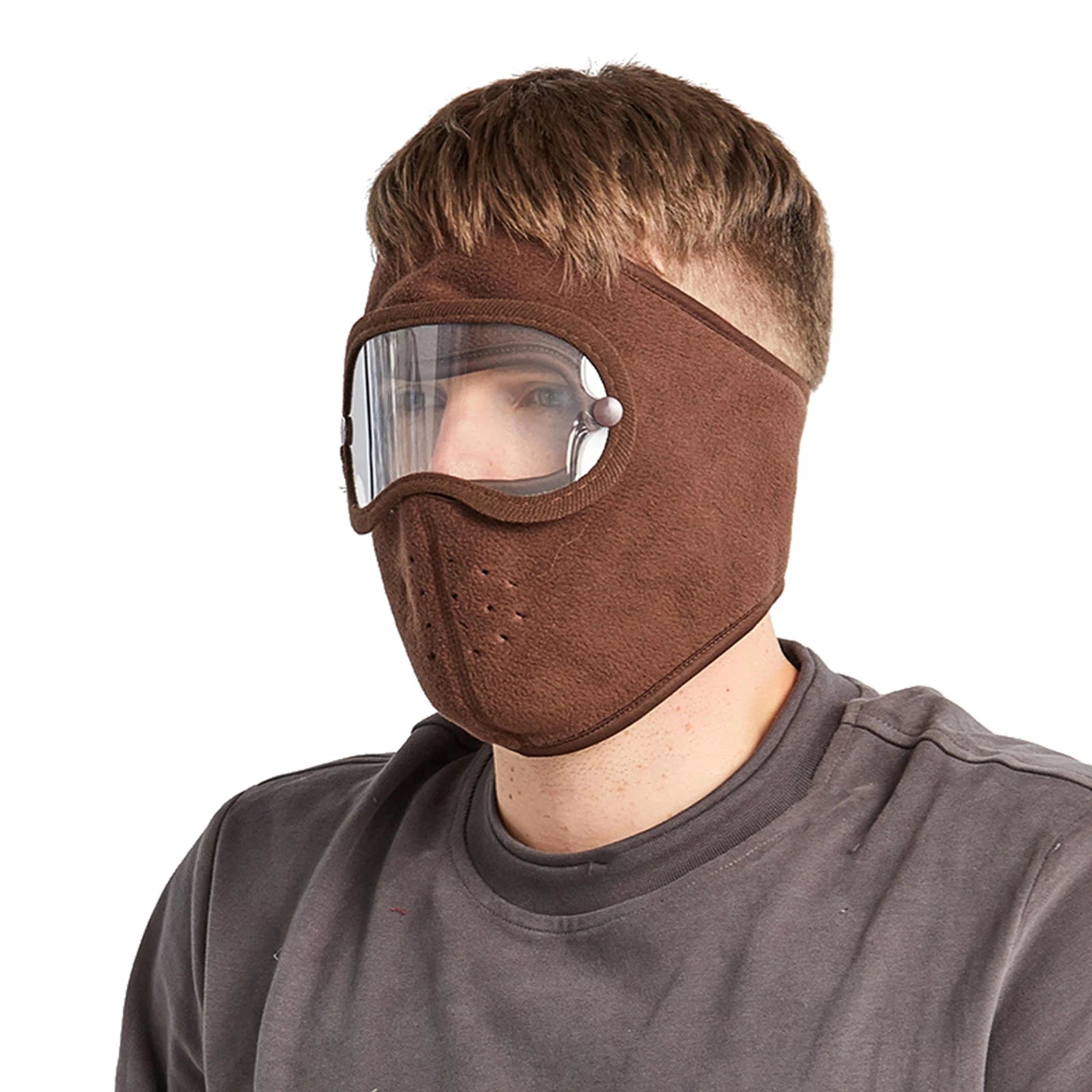 Facial Anti Fog Dust Proof Full Face Headgear Full Face Headgear with Removable Goggles Peaceful Pleasures Health and Wellness Coffee color