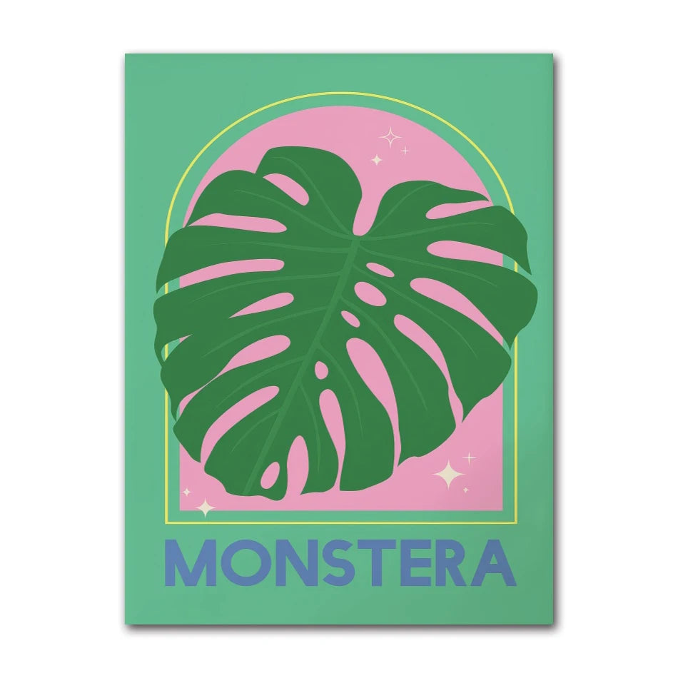 Retro Pink Preppy Canvas Wall Art | Cherry Heart Snake Poster