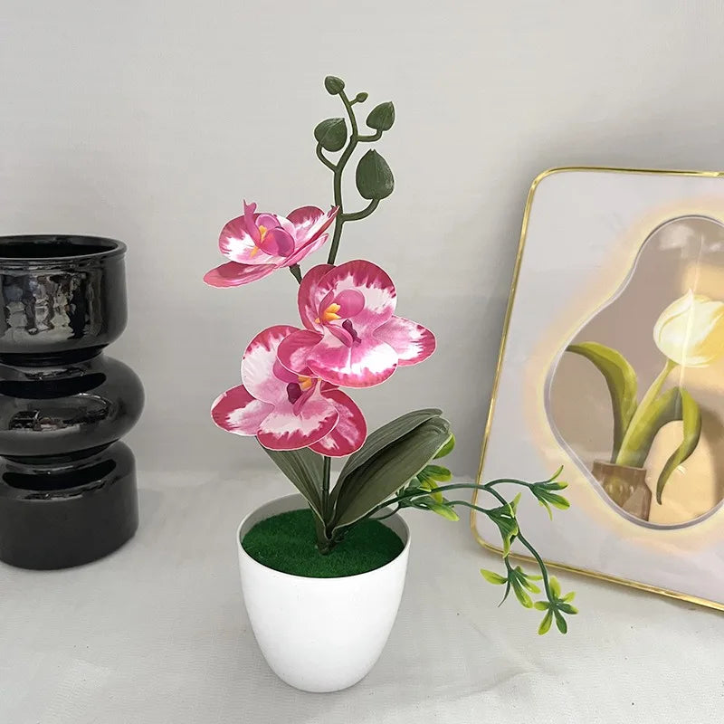 Silk Butterfly Orchid Artificial Plant | Desktop Potted Decor