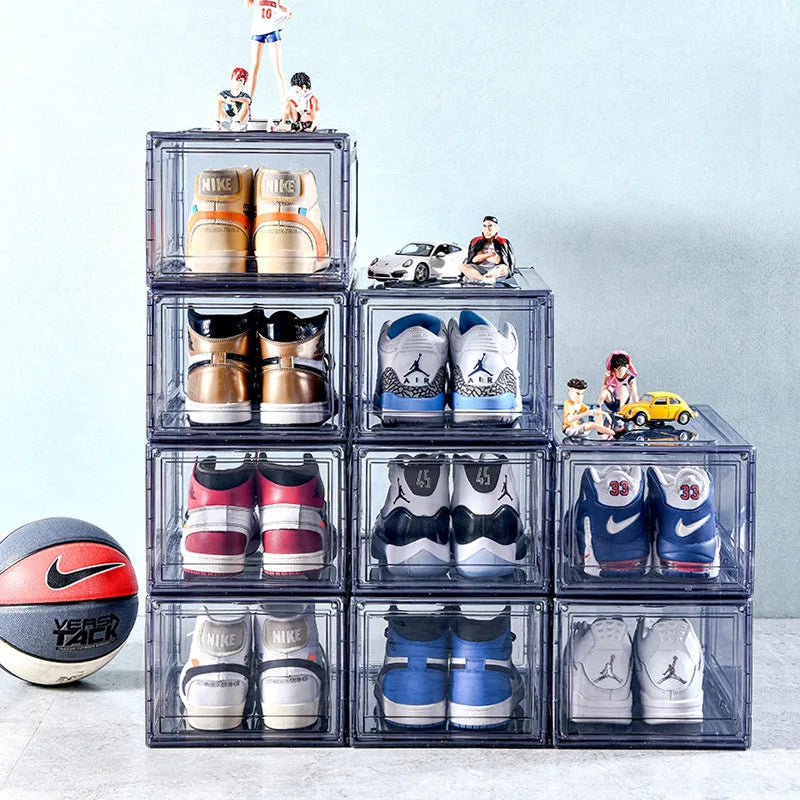 ‌Transparent Assembly Sneaker Organizer Flip Top Basketball Shoe Display Box Showcase Collectibles Unisex Home Décor Essential Peaceful Pleasures Health and Wellness