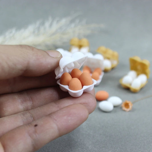 1:12 Dollhouse Miniature Egg Tray with Eggs – Kitchen Decor Dollhouse Accessory Peaceful Pleasures Health and Wellness