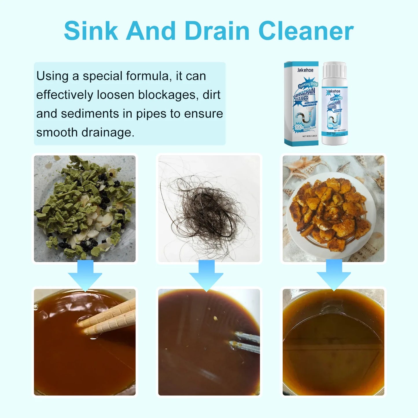 JAKEHOE Pipe Dredging Agent – Unclogs Drains & Removes Odors Drain Cleaner Peaceful Pleasures Health and Wellness