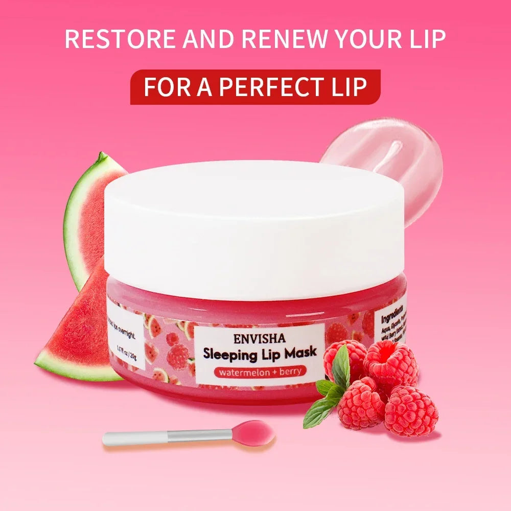 ENVISHA Watermelon Lip Sleep Mask – Overnight Moisturizing & Line-Fading 20g Lip Mask Peaceful Pleasures Health and Wellness