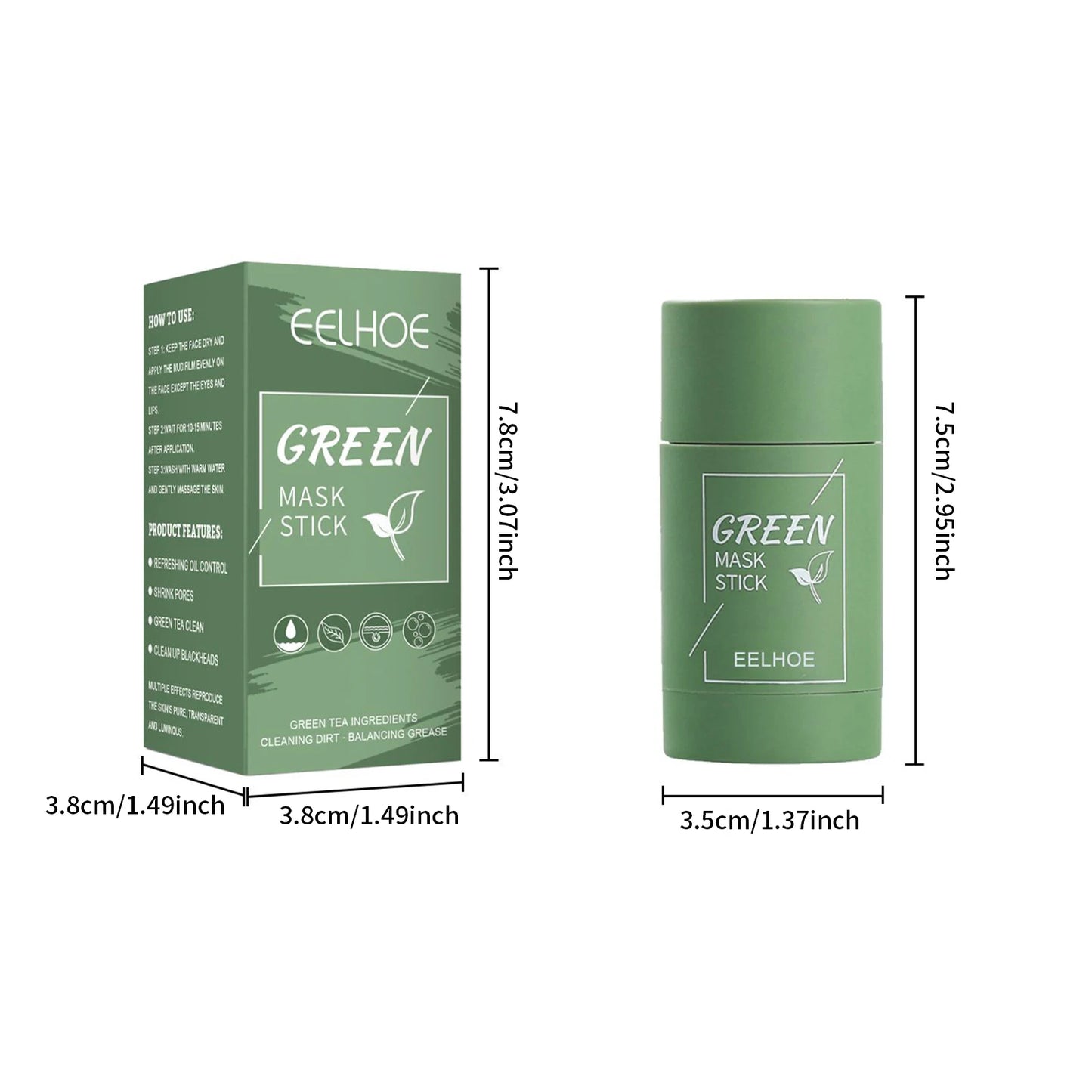 Green Tea Solid Cleansing Mask Stick – Pore & Blackhead Care
