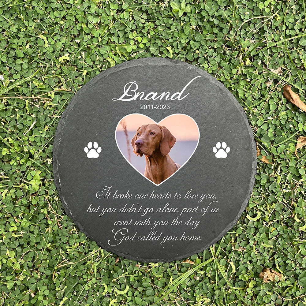 Personalized Pet Memorial Stone with Photo Printing Dog Grave Marker Plaque Custom Pet Memorial Garden Stone Slate with Name Peaceful Pleasures Health and Wellness