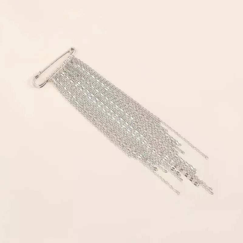 Metal Chain Tassel Pin Brooch for Women | Bold Statement
