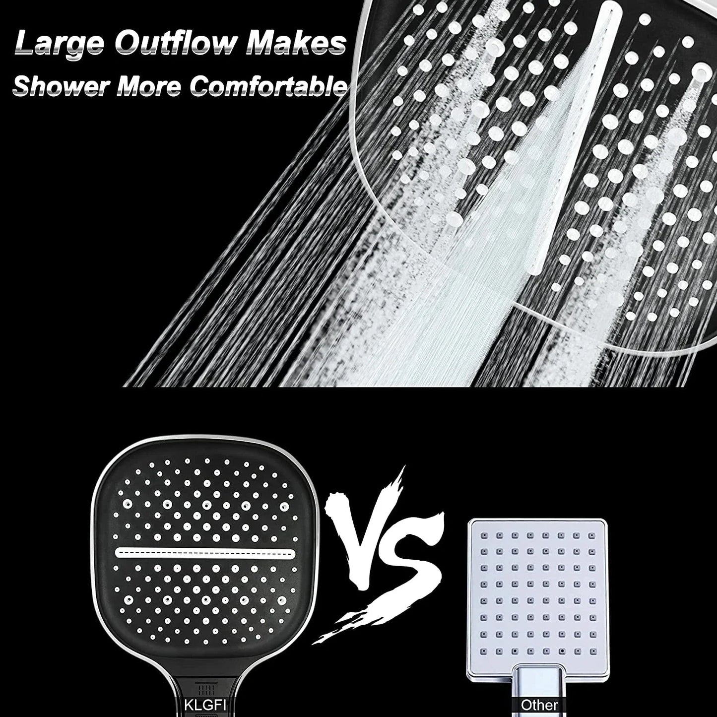 Large 7-Mode Rainfall Shower Head – High Pressure & Water-Saving