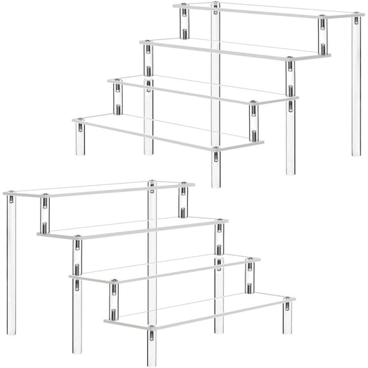 1-5 Tier Acrylic Display Stand Clear Display Riser Rack for Cupcake Perfume Doll Décor Organizer Amiibo Funko POP Figures DC05 Peaceful Pleasures Health and Wellness