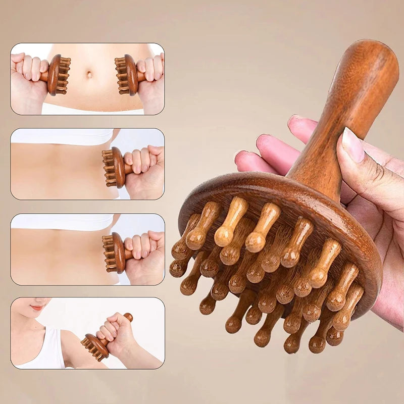 Sandalwood Gua Sha Meridian Massage Brush – Full Body Relief