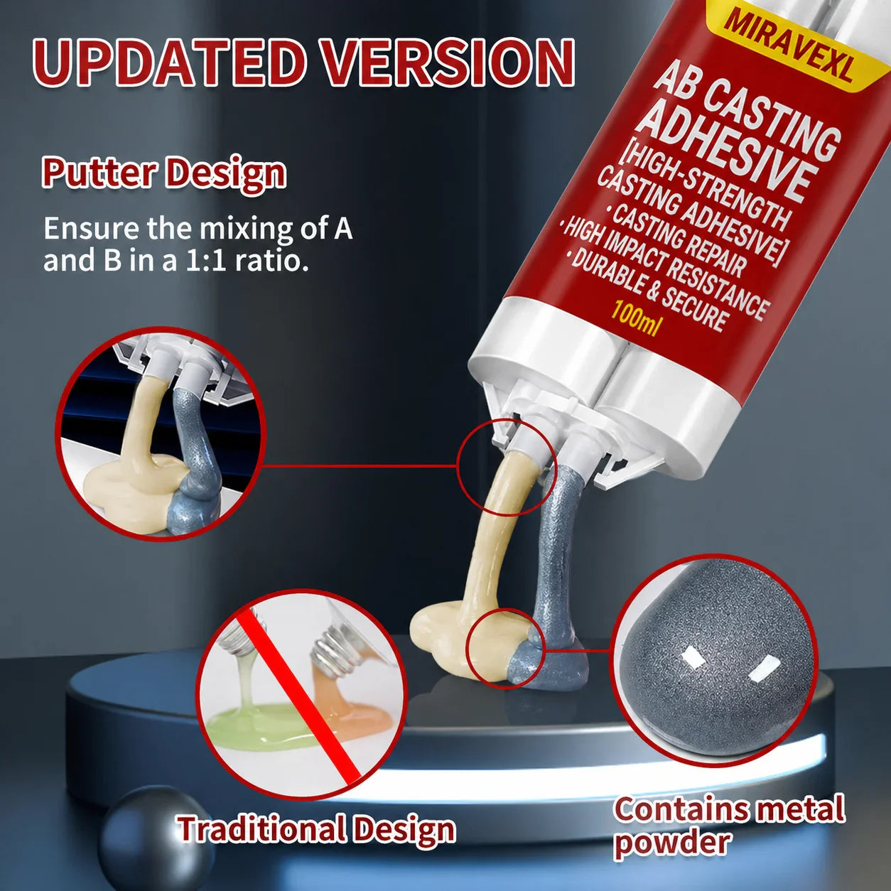 High-Temp Metal Repair Paste AB Casting Adhesive Kit | MIRAVEXL