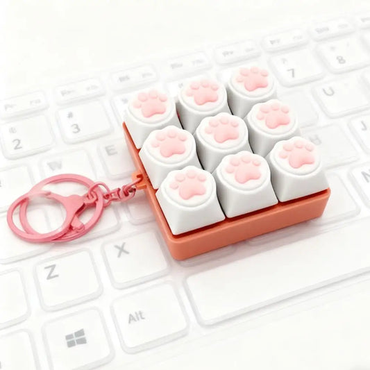 9-Key Cat Paw Fidget Keyboard Toy – Clicky Keychain Desk Toy Fidget Stress Toy Oasis Select