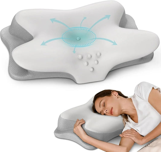 Cooling Memory Foam Neck Pillow for Pain Relief - Ergonomic Support for Side, Back & Stomach Sleepers Peaceful Pleasures Health and Wellness United States