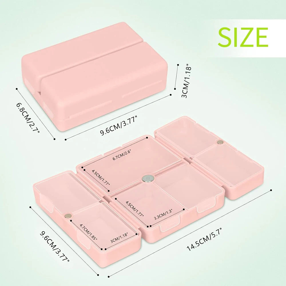 1Pcs Travel Pill Organizer, 7 Compartments Pill Box Pocket Pharmacy for Purse Portable to Hold Vitamins, Medication or Earrings Peaceful Pleasures Health and Wellness