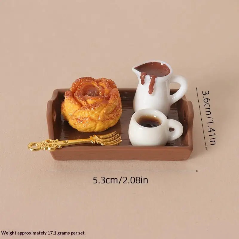 Miniature Coffee & Pastry Set | 1:12 Dollhouse Kitchen Accessory
