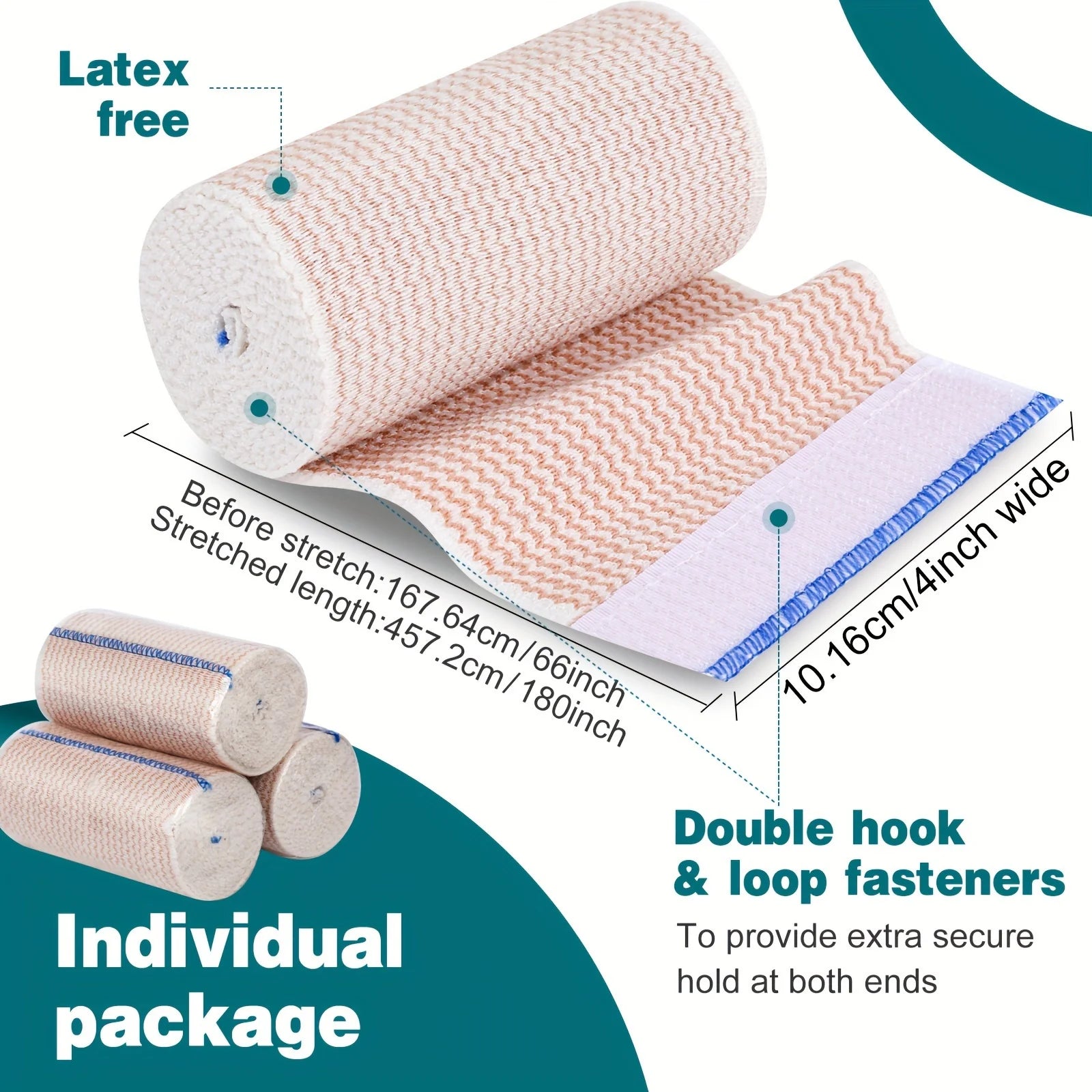 24 Rolls Self-Closure Elastic Bandage Wrap with Touch Closure, Latex-Free Compression Wrap for Legs Ankle Knee Wrist Arm Tummy Peaceful Pleasures Health and Wellness