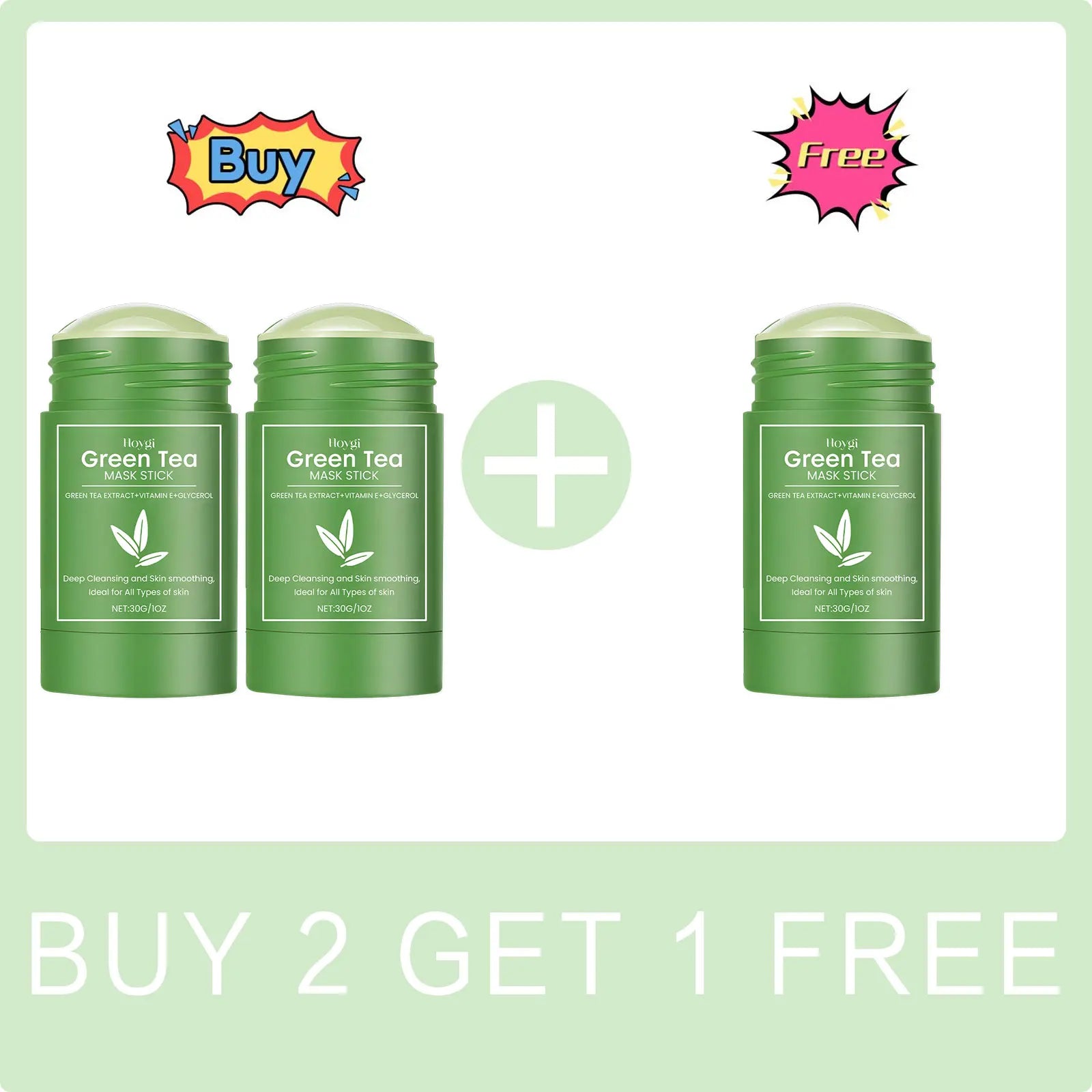 HOYGI Green Tea Cleansing Mask Blackhead Removal Anti Acne Oil Control Shrink Pores Purifying Reduce Brightening Face Skin Care Peaceful Pleasures Health and Wellness Buy 2 Get 1 Free