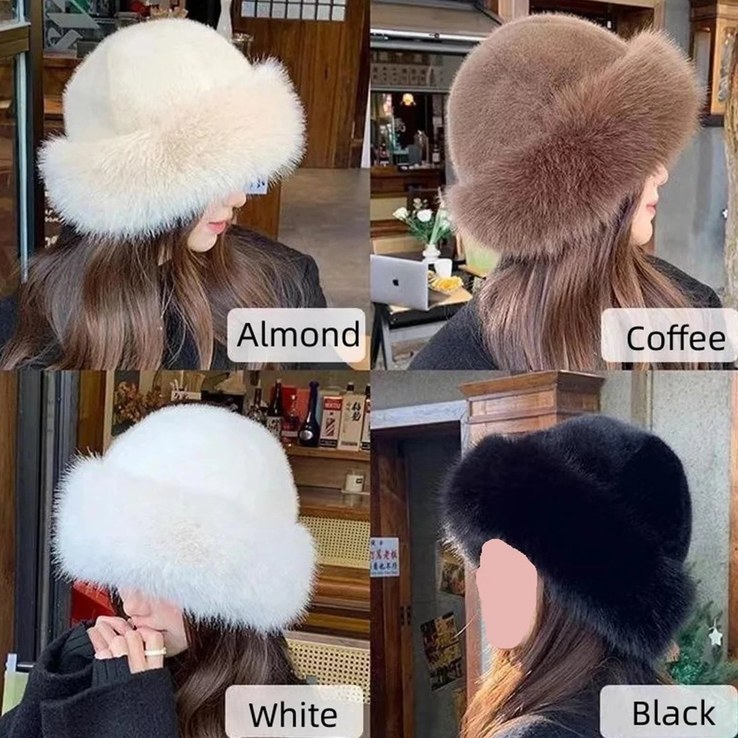 Solid Color Bucket Hat Thick Coldproof Faux Fur Basin Hats Soft Plush Fisherman Cap For Women Autumn & Winter Peaceful Pleasures Health and Wellness