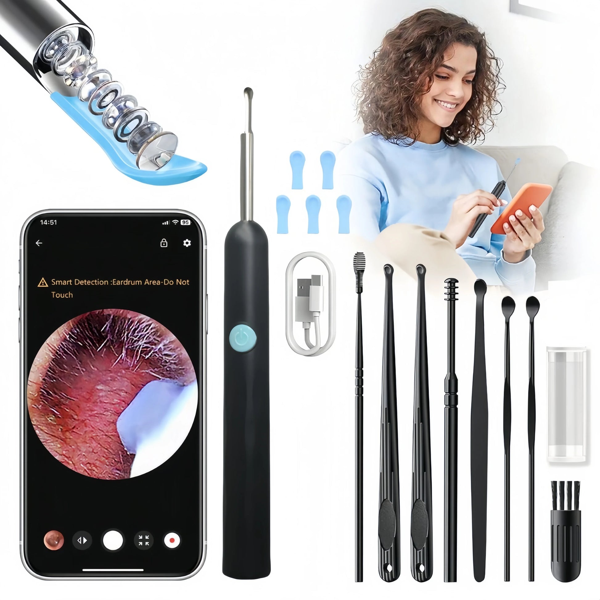 【HOT SALE】Visual Ear Wax Cleaner with Camera Safe Earwax Removal Endoscope with Camera Luminous Otoscope Ear Cleaning Tools Peaceful Pleasures Health and Wellness