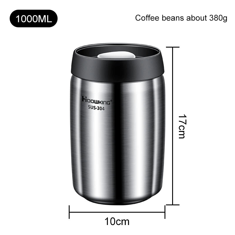 Vacuum Sealed Coffee Bean Jar | 304 Stainless Steel Canister