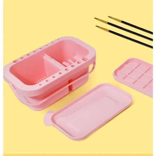 Multi-Use Paint Brush Basin with Holder, Palette & Lid Artist Brush Basin Peaceful Pleasures Health and Wellness