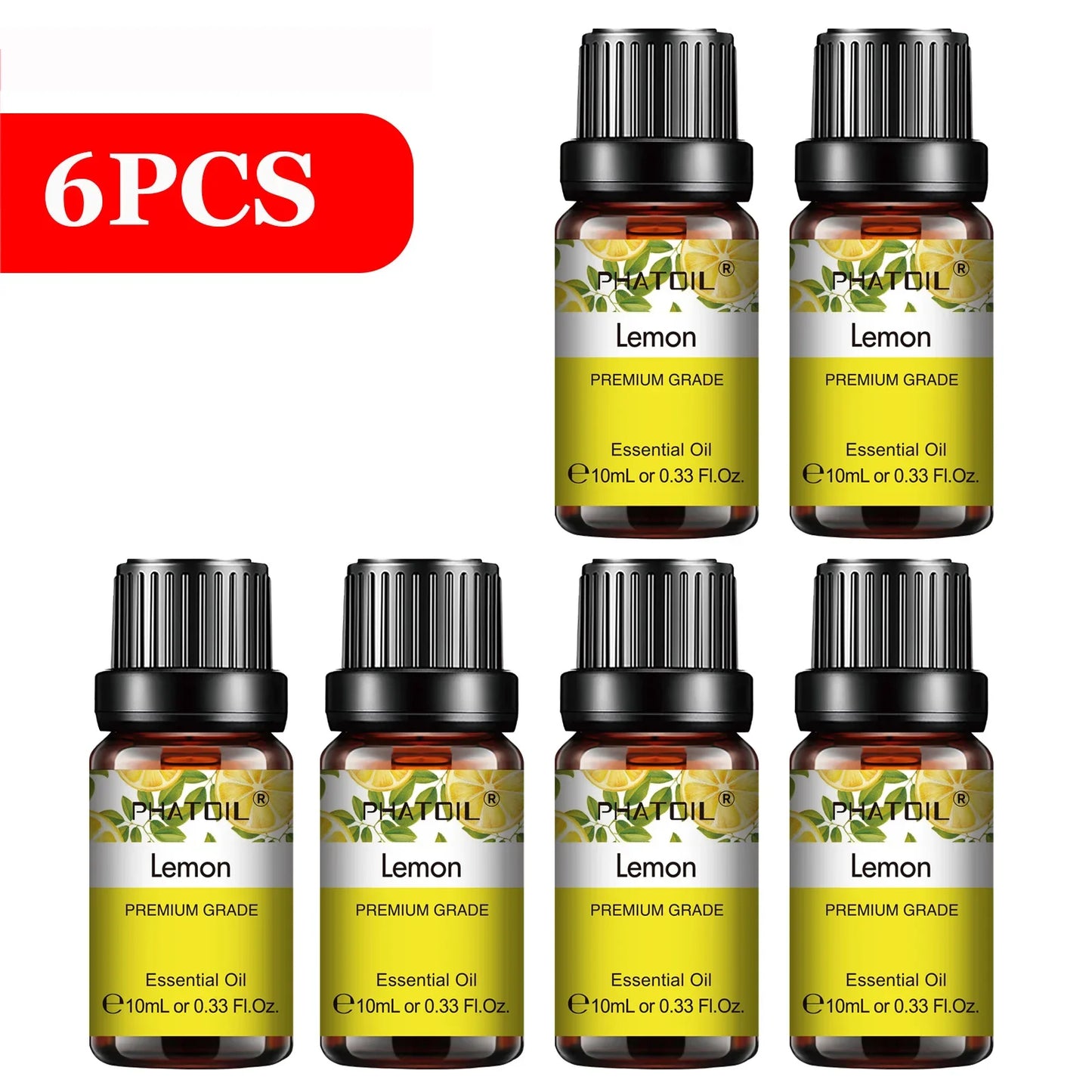 PHATOIL 6-Piece Pure Essential Oil Set – Diffuser & Aromatherapy