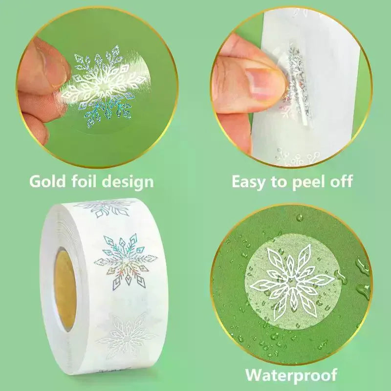 500 Transparent Snowflake Christmas Stickers – Gift & Baking