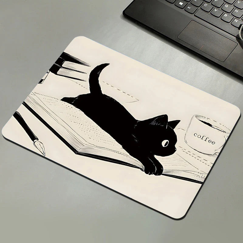 Black Cat Mousepad – Non-Slip Natural Rubber Desk Mat