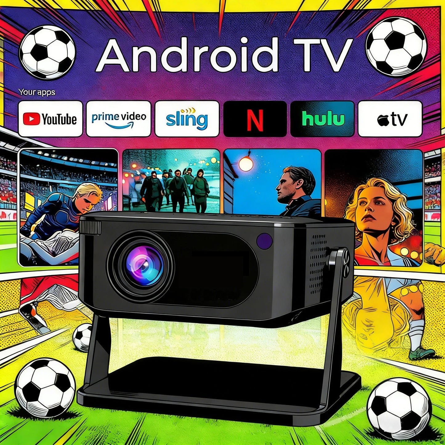 Xnano HA109 Projector 300 ANSI 720P Android11 WiFi6 BT5.0 Built-in App Smart Phone 1080P 4K Video Home Cinema Mini Projector Peaceful Pleasures Health and Wellness