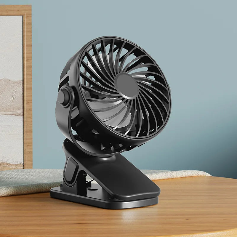 Portable Electric Fan 720° Rotating Hanging Clip Fan With Night Light Rechargeable Air Cooler For Outdoor Camping Fan Peaceful Pleasures Health and Wellness Black