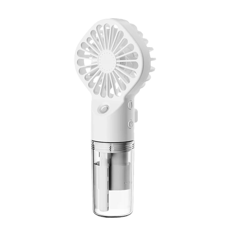 Portable Handheld Mist Fan Rechargeable Personal Fan Spray Water Mist Fans for Summer Beach Travel Camping Mini Cooling Hand Fan Peaceful Pleasures Health and Wellness White