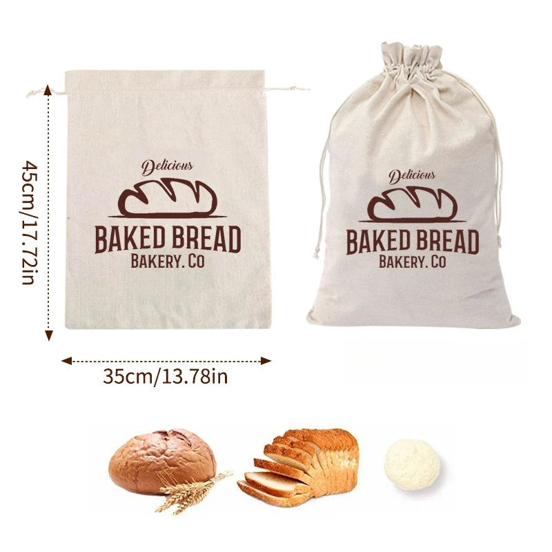 Reusable Linen Bread Bag | Drawstring Artisan Loaf Storage Bag