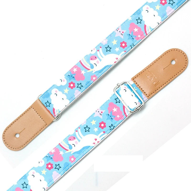 Cute Cartoon Printed Ukulele Strap Adjustable Guitar Belt Shoulder Straps for Ukulele Electric Acoustic Guitar Bass Accessories Peaceful Pleasures Health and Wellness I