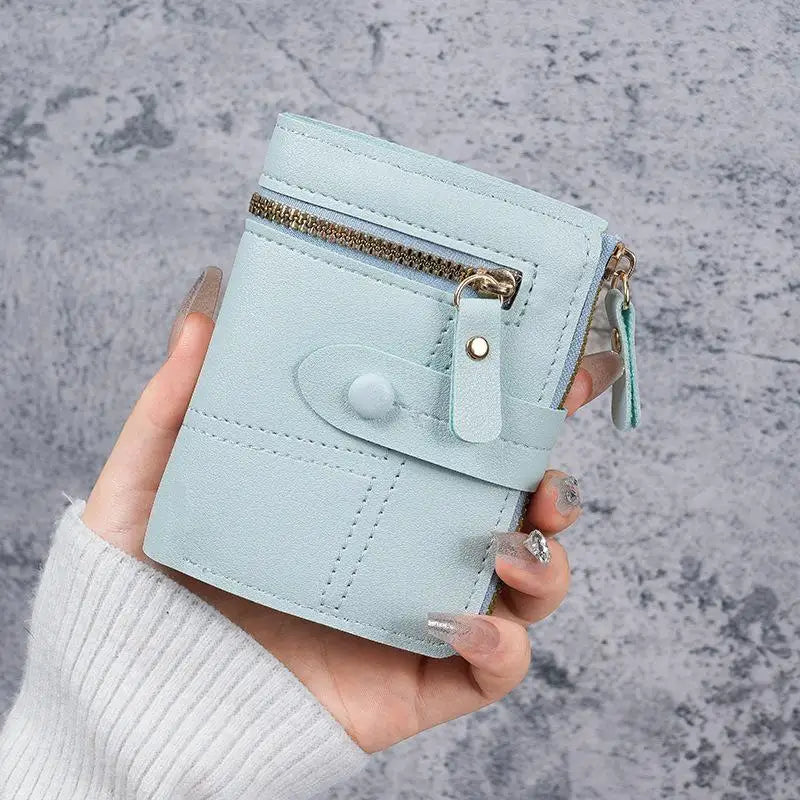 Slim PU Leather Women's Wallet – Zipper Coin Pocket & Card Slots