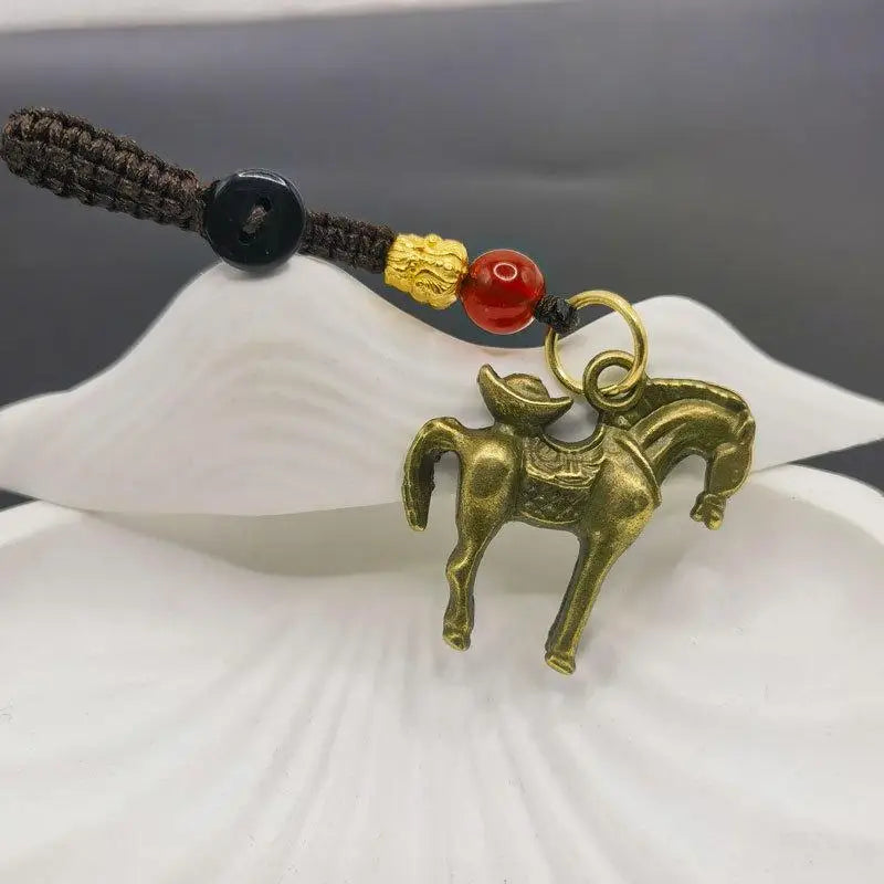 2026 Chinese Zodiac Horse Copper Feng Shui Lucky Pendant Keychain