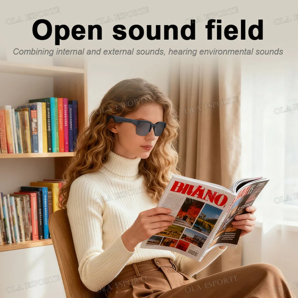 New Smart Bluetooth V5.3 Sunglasses Glasses Call Outdoor Sports Headphones HIFI Black Technology Anti-touch UV For Men And Women Peaceful Pleasures Health and Wellness