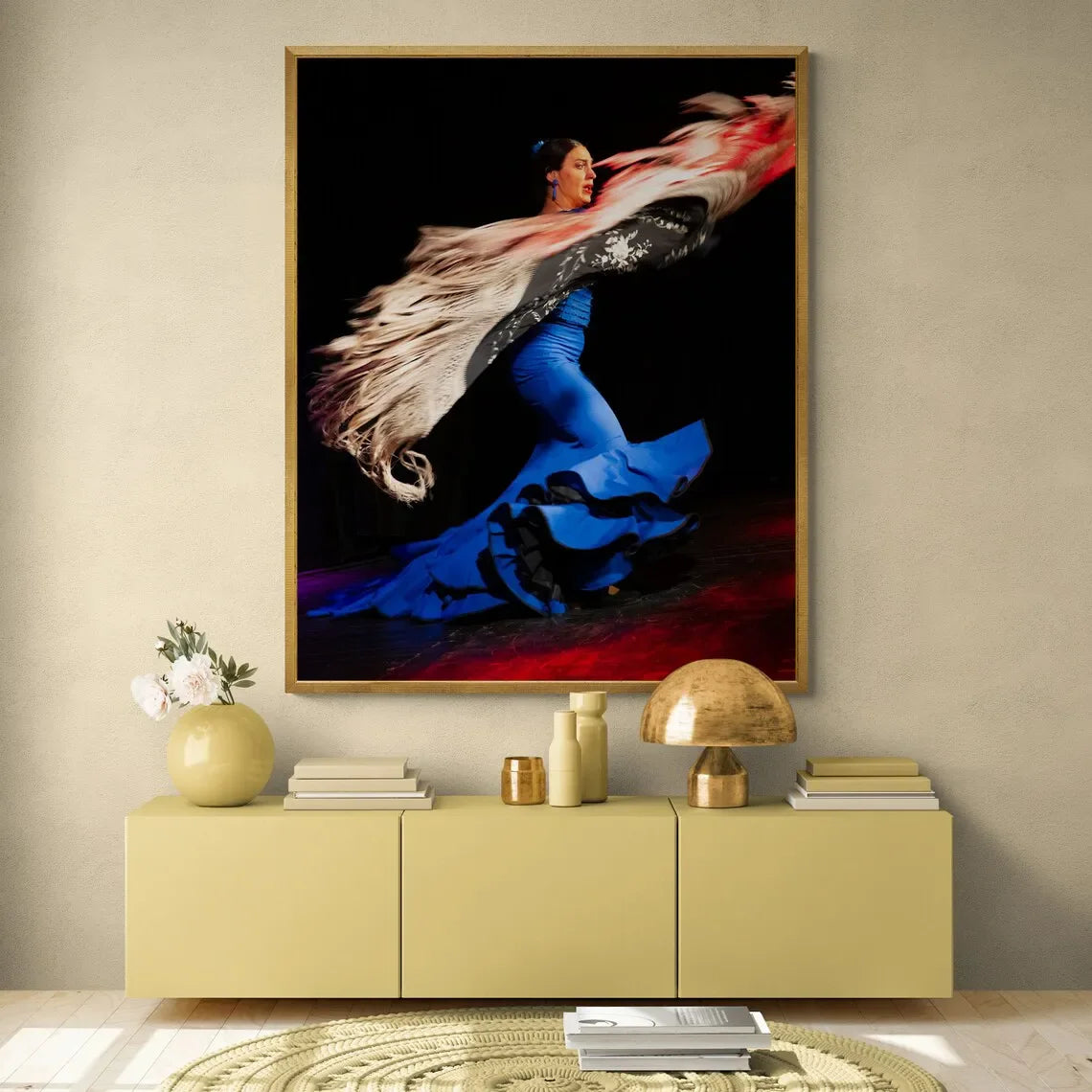 Flamenco Dancer Canvas Wall Art | Red Dress Spanish Gitana