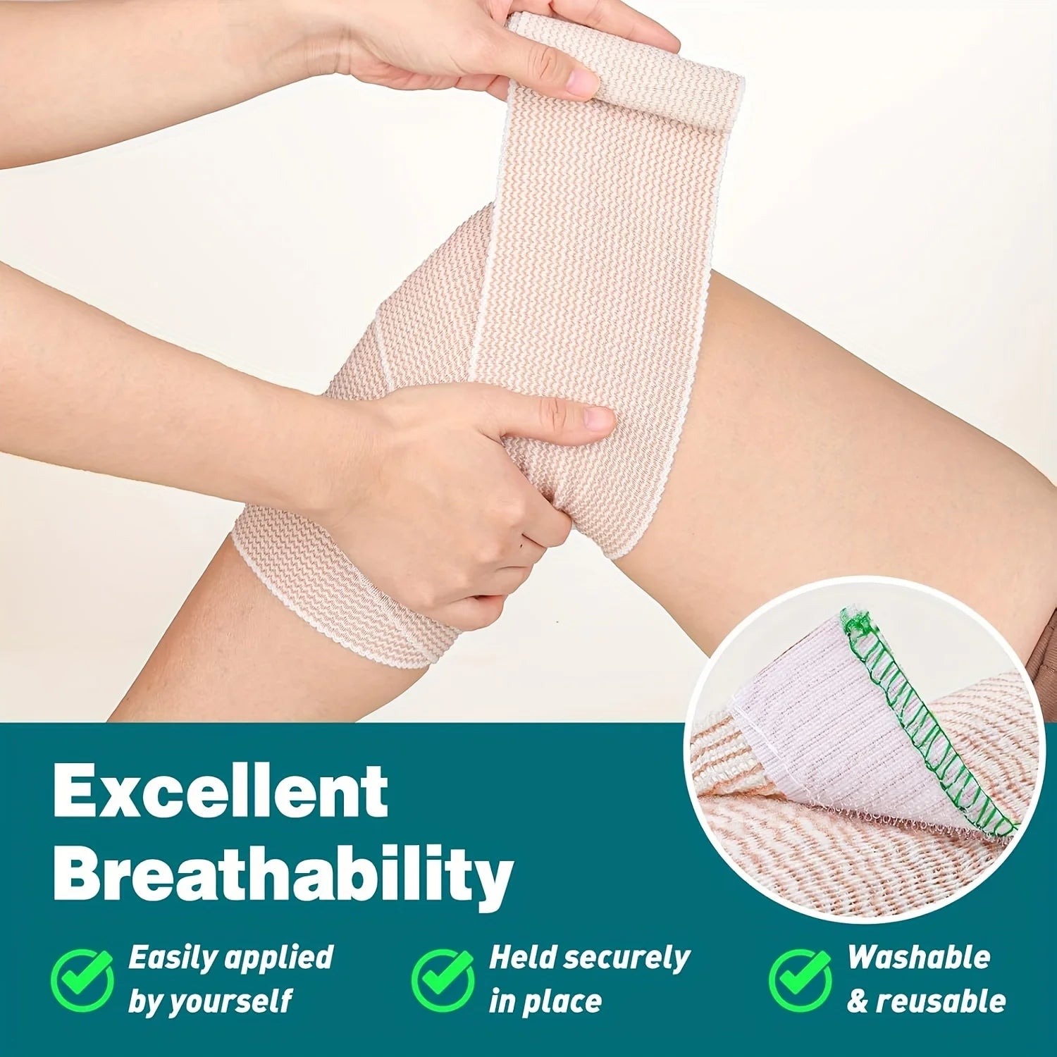 2 Pack Premium Elastic Bandage Wrap, Reusable Hook and Loop Compression Wrap Bandage for Knees, Ankles, Wrists,Legs Peaceful Pleasures Health and Wellness