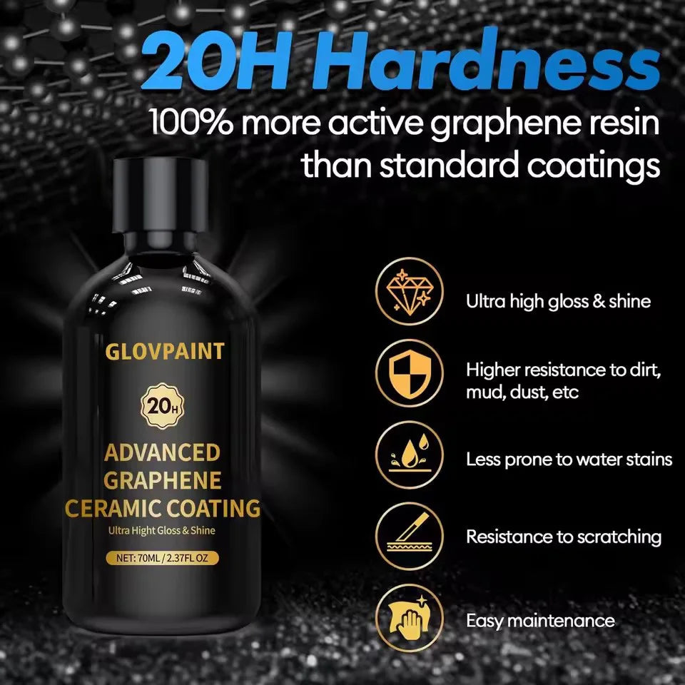 Cars Ceramic Coating 20H Graphene Ceramic Auto Detailing High Gloss Anti Scratch Nano Coat 10 Years Hydrophbic Protection Peaceful Pleasures Health and Wellness