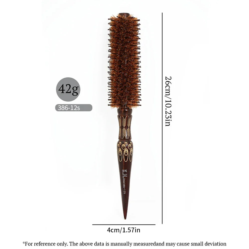 Wooden Round Hair Brush – Anti-Static Boar Bristle Styling Tool